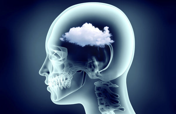 human head with a cloud for a brain