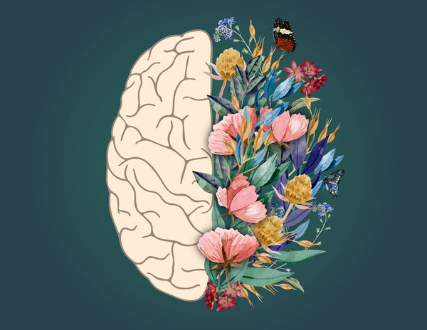 brain with flowers